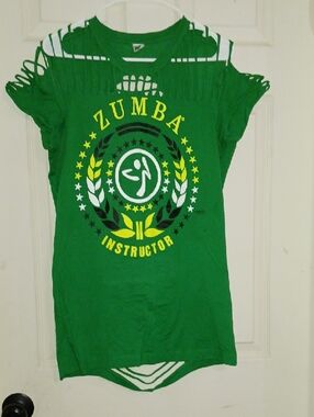 Zumba Instructor Green Graphic Cut-Out Tee